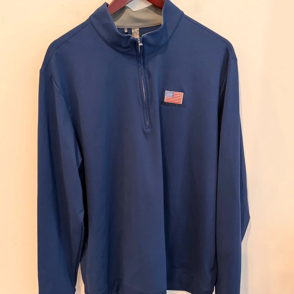 Adidas Mens American Team Flag Quarter Zip Pullover Navy Blue XL JX4434